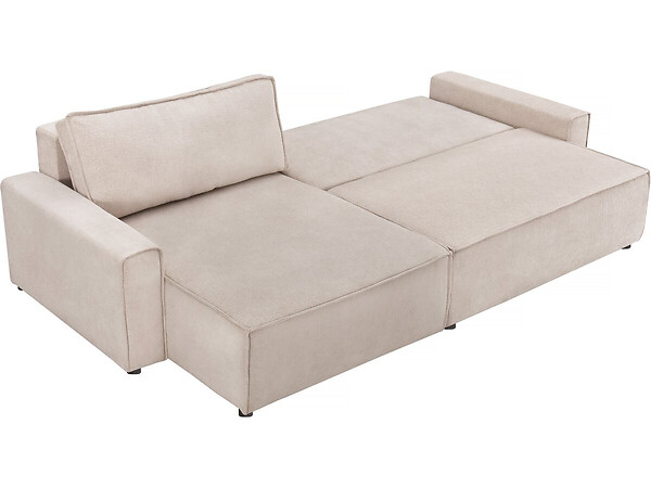 HABITAT ET JARDIN - Canapé d'angle convertible en tissu texturé "Montaigne" - 4 places - Beige - large
