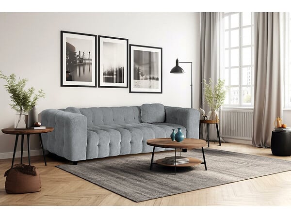 HABITAT ET JARDIN - Canapé droit en tissu chenille "Vendome" - 3 places - Gris - large