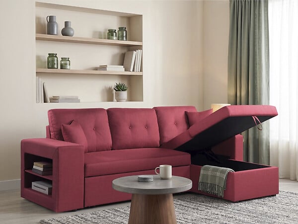 HABITAT ET JARDIN - Canapé d'angle convertible/réversible "Axel" - 3 places - Rouge - large