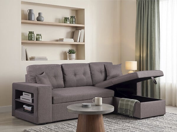 HABITAT ET JARDIN - Canapé d'angle convertible/réversible "Axel" - 3 places - Taupe - large