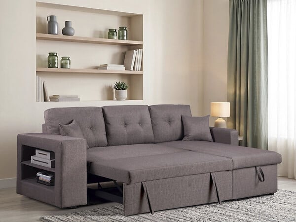 HABITAT ET JARDIN - Canapé d'angle convertible/réversible "Axel" - 3 places - Taupe - large