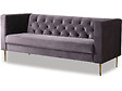 HABITAT ET JARDIN - Canapé fixe en velours "Bruce" - 196 x 76 x 82 cm - 3 places - Gris - vignette