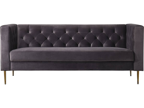 HABITAT ET JARDIN - Canapé fixe en velours "Bruce" - 196 x 76 x 82 cm - 3 places - Gris - large