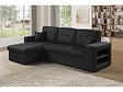 HABITAT ET JARDIN - Canapé d'angle convertible/réversible tissu style bubble "Axel" - 3 places - Noir - vignette
