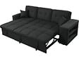 HABITAT ET JARDIN - Canapé d'angle convertible/réversible tissu style bubble "Axel" - 3 places - Noir - vignette