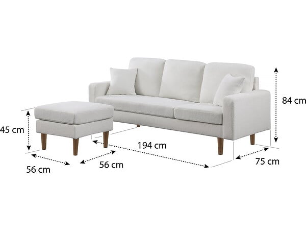HABITAT ET JARDIN - Canapé d'angle réversible en tissu "Gabby" - 3 places - Blanc - large