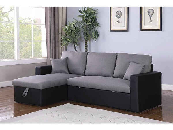 HABITAT ET JARDIN - Canapé d'angle convertible/ réversible avec coffre "Alain" - 3 places - Gris / Noir - large
