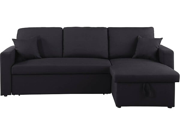 HABITAT ET JARDIN - Canapé d'angle convertible/ réversible "Alain" - 221 x 145 x 85 cm - 3 places - Noir - large