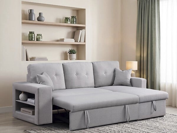 HABITAT ET JARDIN - Canapé d'angle convertible/réversible "Axel" - 3 places - Gris clair - large
