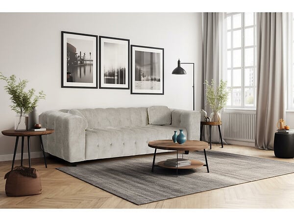 HABITAT ET JARDIN - Canapé droit en tissu chenille "Vendome" - 3 places - Beige - large