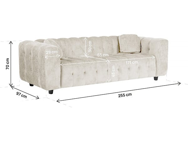 HABITAT ET JARDIN - Canapé droit en tissu chenille "Vendome" - 3 places - Beige - large