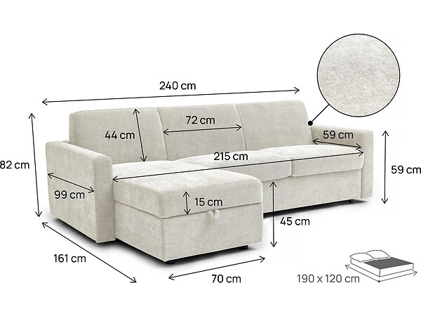 HABITAT ET JARDIN - Canapé d'angle réversible convertible express en tissu "Celia" - 3 places  - Beige - large