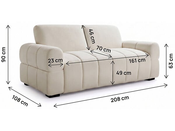 HABITAT ET JARDIN - Canapé lit convertible express "Zoé" - Matelas 18 cm - Couchage 140 cm - 3 places - Beige - large
