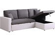 HABITAT ET JARDIN - Canapé d'angle convertible/ réversible avec coffre "Alain" - 221 x 145 x 85 cm - 3 places - Gris / Blanc - vignette