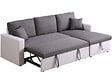 HABITAT ET JARDIN - Canapé d'angle convertible/ réversible avec coffre "Alain" - 221 x 145 x 85 cm - 3 places - Gris / Blanc - vignette