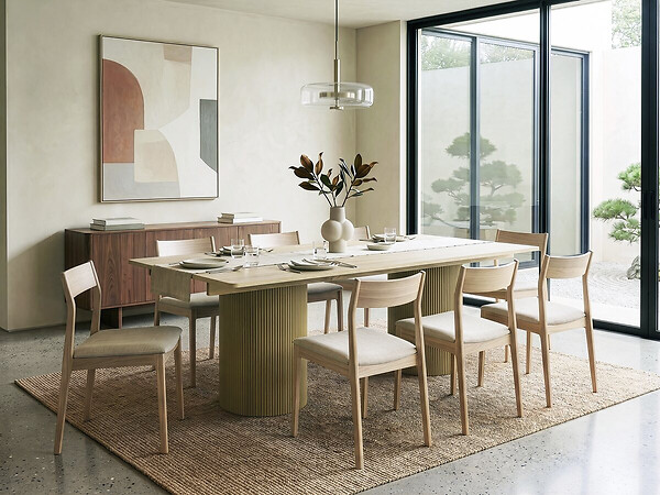 HABITAT ET JARDIN - Table à manger ovale en bois "Zénith" - 180 cm - 8 places - Beige - large