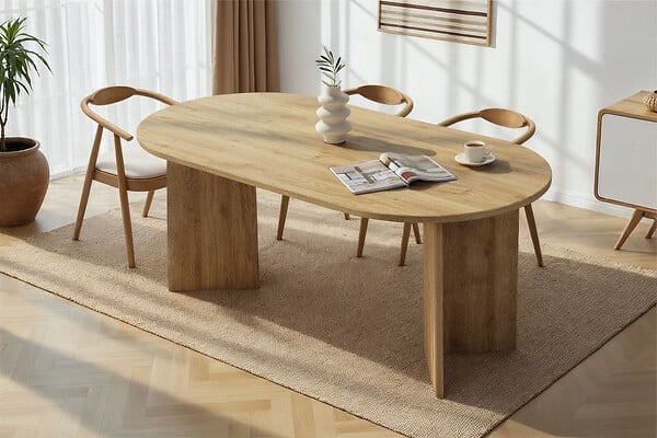 HABITAT ET JARDIN - Table à manger en bois "Sablin" 180 x 90 x 75 cm - Chêne de Cadix - large
