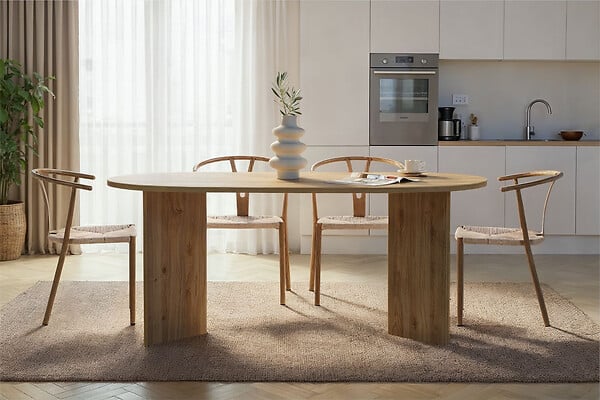 HABITAT ET JARDIN - Table à manger en bois "Sablin" 180 x 90 x 75 cm - Chêne de Cadix - large