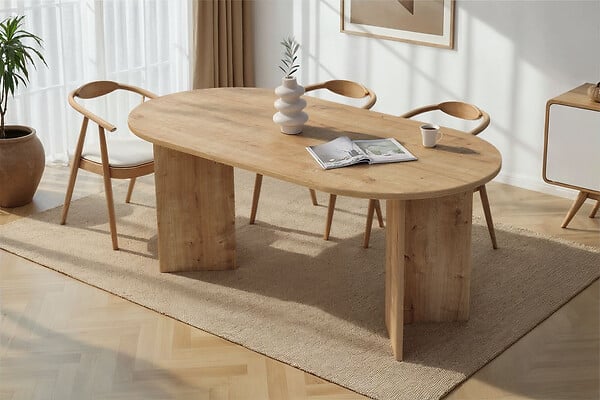 HABITAT ET JARDIN - Table à manger en bois "Sablin" 180 x 90 x 75 cm - Chêne saphir - large