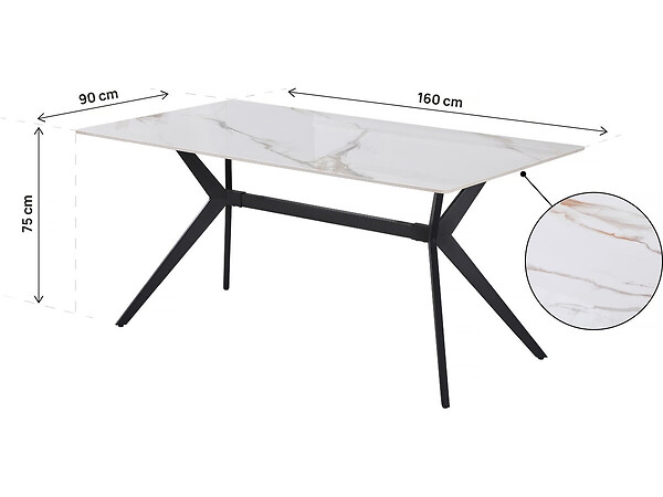 HABITAT ET JARDIN - Table à manger en céramique "Boreal" - 4 à 6 personnes - 160 cm - Blanc - large