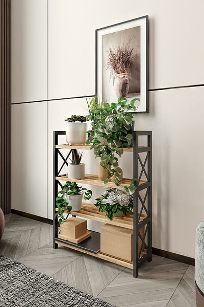 HABITAT ET JARDIN - Bibliothèque en bois "Plastic" - 46 x 18 x 64 cm - Noir - large