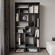 HABITAT ET JARDIN - Bibliothèque en bois "Nicola" - 90 x 30 x 180 cm - Gris anthracite - vignette