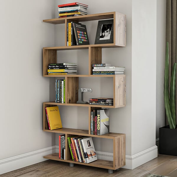 HABITAT ET JARDIN - Bibliothèque en bois "Elif" - 90 x 20 x 156 cm - Marron clair - large
