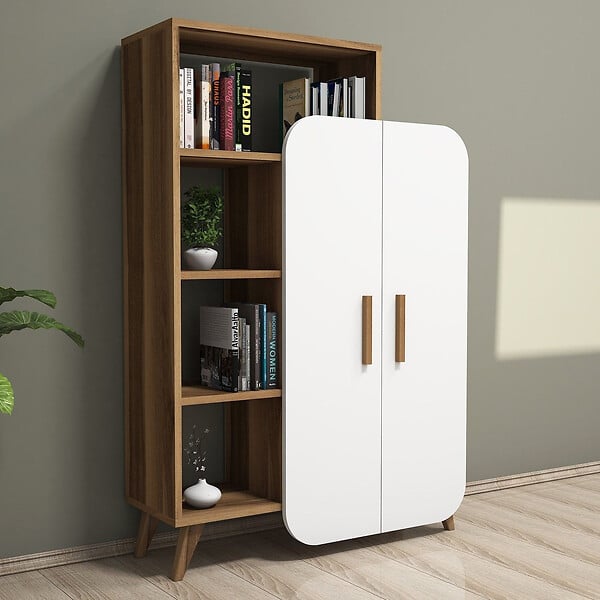 HABITAT ET JARDIN - Bibliothèque en bois "Form" 90 x 32 x 132 cm - Noyer - large