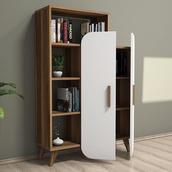 HABITAT ET JARDIN - Bibliothèque en bois "Form" 90 x 32 x 132 cm - Noyer - large