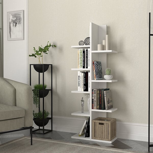 HABITAT ET JARDIN - Bibliothèque en bois "Tree" - 45 x 22 x 121 cm - Blanc - large