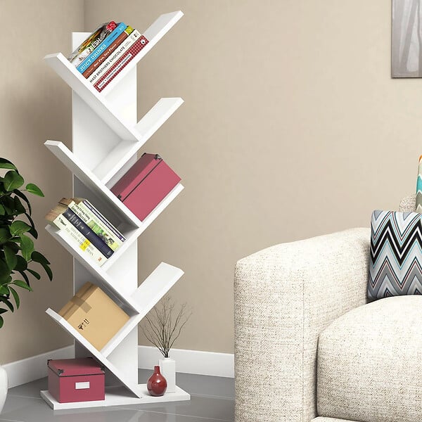 HABITAT ET JARDIN - Bibliothèque en bois "Hitit" - 46 x 22 x 128 cm - Blanc - large