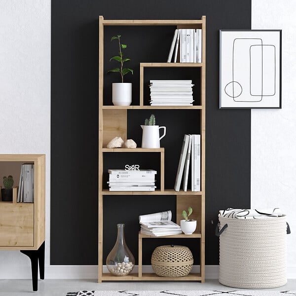 HABITAT ET JARDIN - Bibliothèque en bois "Megg" - 60 x 15 x 150 cm - Chêne - large