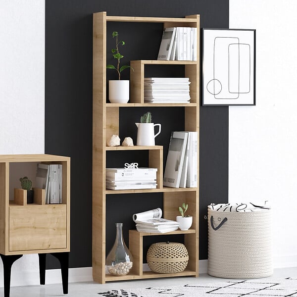 HABITAT ET JARDIN - Bibliothèque en bois "Megg" - 60 x 15 x 150 cm - Chêne - large