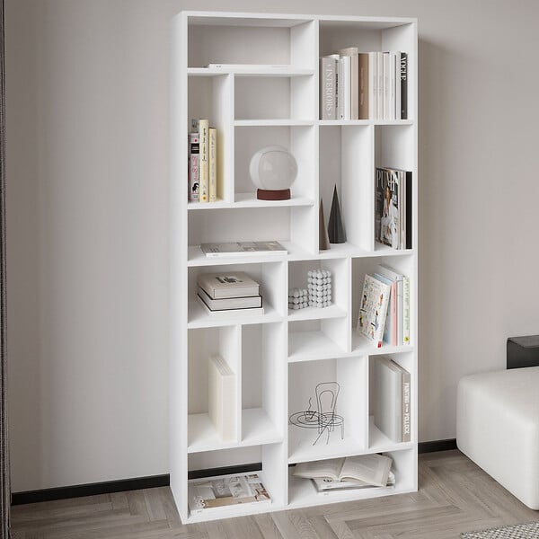 HABITAT ET JARDIN - Bibliothèque en bois "Nicola" - 90 x 30 x 180 cm - Blanc - large