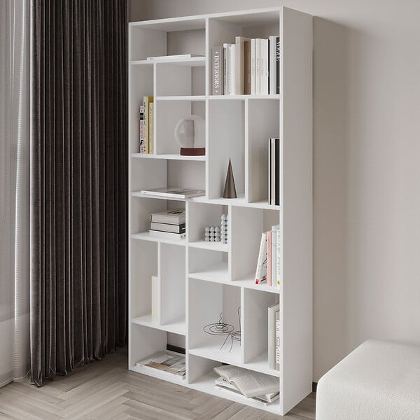 HABITAT ET JARDIN - Bibliothèque en bois "Nicola" - 90 x 30 x 180 cm - Blanc - large