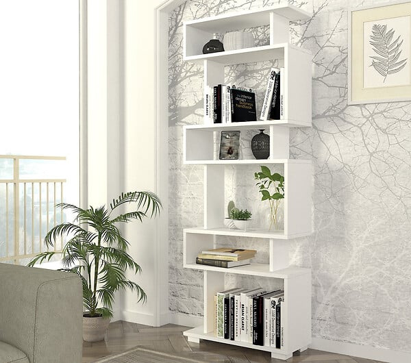 HABITAT ET JARDIN - Bibliothèque en bois "Blok" - 60 x 19 x 165 cm - Blanc - large