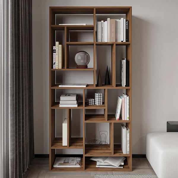 HABITAT ET JARDIN - Bibliothèque en bois "Nicola" - 90 x 30 x 180 cm - Marron - large