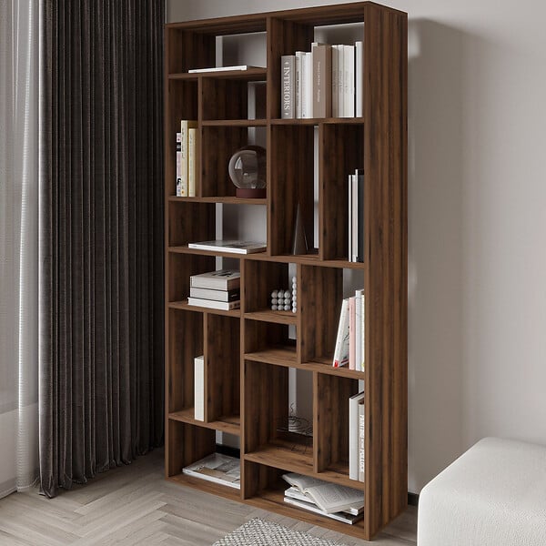 HABITAT ET JARDIN - Bibliothèque en bois "Nicola" - 90 x 30 x 180 cm - Marron - large