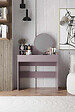 HABITAT ET JARDIN - Coiffeuse avec miroir en bois "Harmony Mini Round" - 90 x 40 x 133 cm - Violet - vignette