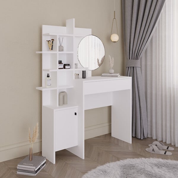 HABITAT ET JARDIN - Table de maquillage en bois "Mup" 105 x 35 x 151 cm - Blanc - large