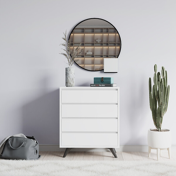 HABITAT ET JARDIN - Commode en bois "Suvera" - 70 x 40 x 86 cm - Blanc - large