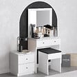 HABITAT ET JARDIN - Ensemble de coiffeuse en bois "Nice" - 65 x 35 x 139 cm - Blanc - vignette