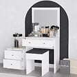 HABITAT ET JARDIN - Ensemble de coiffeuse en bois "Nice" - 65 x 35 x 139 cm - Blanc - vignette