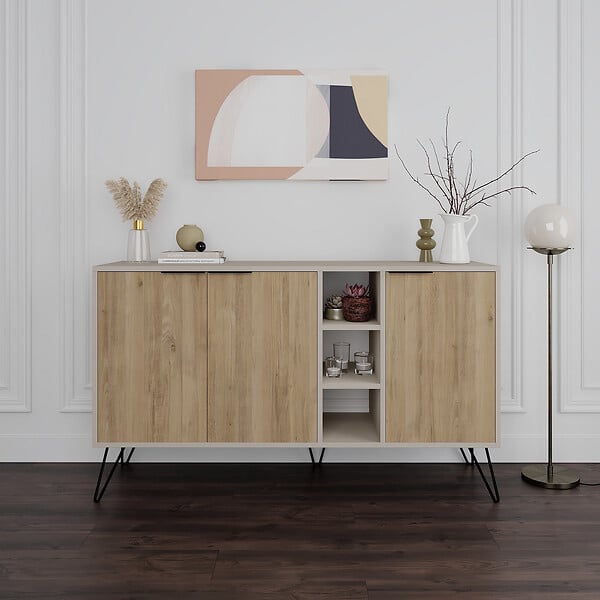 HABITAT ET JARDIN - Buffet en bois "Clara" - 142 x 36 x 83 cm - Grès - large