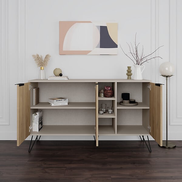 HABITAT ET JARDIN - Buffet en bois "Clara" - 142 x 36 x 83 cm - Grès - large