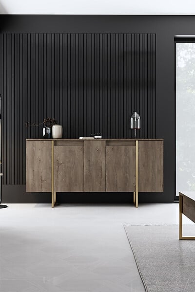 HABITAT ET JARDIN - Buffet en bois "Luxe" - 160 x 35 x 80 cm - Marron - large