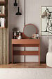 HABITAT ET JARDIN - Coiffeuse avec miroir en bois "Harmony Mini Round" - 90 x 40 x 133 cm - Terracotta - vignette