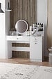 HABITAT ET JARDIN - Coiffeuse avec miroir rond en bois "Harmony Round" - 124 x 40 x 135 cm - Blanc - vignette
