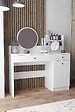 HABITAT ET JARDIN - Coiffeuse avec miroir rond en bois "Harmony Round" - 124 x 40 x 135 cm - Blanc - vignette