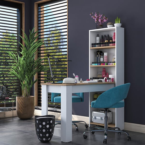 HABITAT ET JARDIN - Coiffeuse avec étagères en bois "Ferna" - 120 x 54 x 154 cm - Marron - large